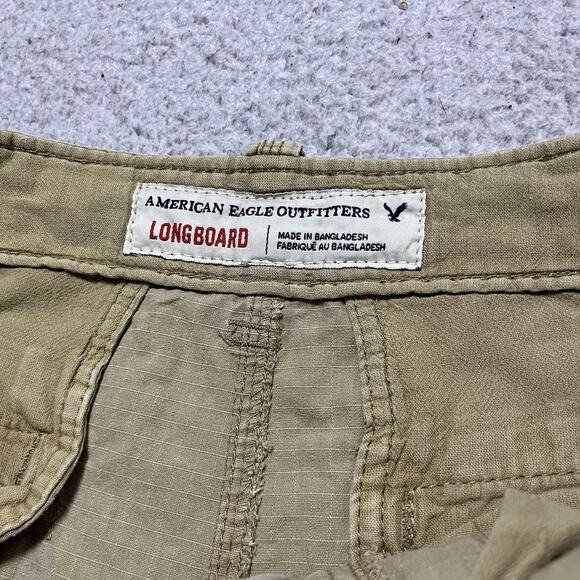 American Eagle Cargo Shorts Mens 30 Tan Khaki Ripstop Military Y2K Cotton Long - Picture 2 of 15